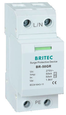 BR-50GR 1P 50kA Тип 1 Устройство защиты от перенапряжения AC Din Rail Разрядник перенапряжения SPD