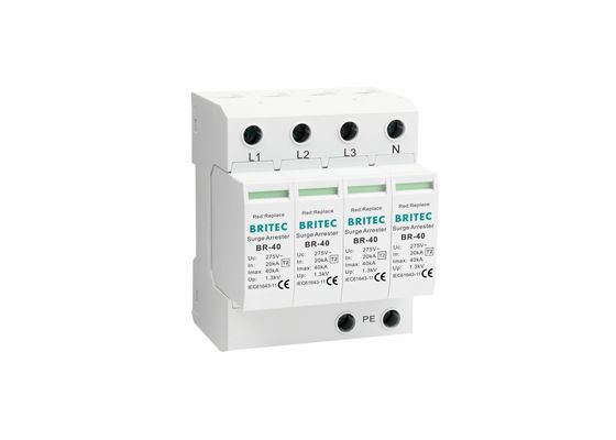 4P SPD Класс II 40ka защитник от перенапряжения переменного тока 150V / 275V / 320V / 385V / 440V защита от молний
