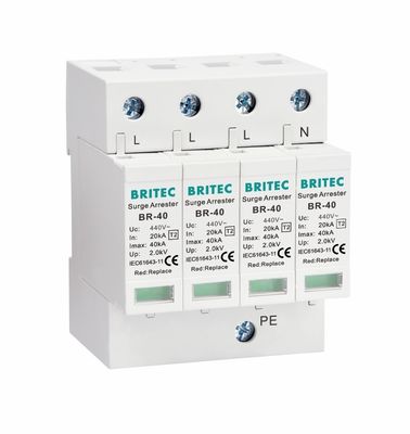 BR-40 440 4P Тип 2 Устройство защиты от перенапряжений 40ка SPD T2 Разрядник для защиты от молний и громозащиты от перенапряжений Перенапряжения 440 В Разрядник для защиты от перенапряжений spd Тип 2
