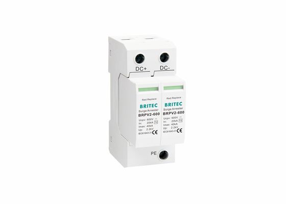 Arrestor молнии DC класса II PV SPD 600V пластиковый двухполюсный
