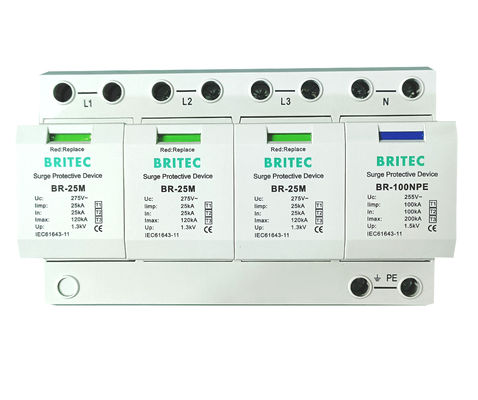 BR-25M 3+1 Surge Protective Device Industrial Power Protectionac type 1 spd spd t1t2 class 1 surge arrester  Type 1 Surge Protection Device