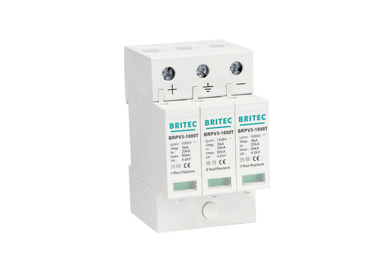 Тип прибор защиты от перенапряжения 1000v DC Thermalplastic 1+2 SPD 3P 5kA Arrester пульсации PV