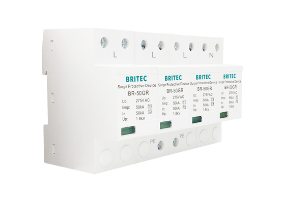 Arrester молнии AC прибора 4P 275V 320V ограничителя перенапряжения типа 1 SPD 50KA