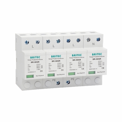 Arrester молнии AC прибора 4P 275V 320V ограничителя перенапряжения типа 1 SPD 50KA
