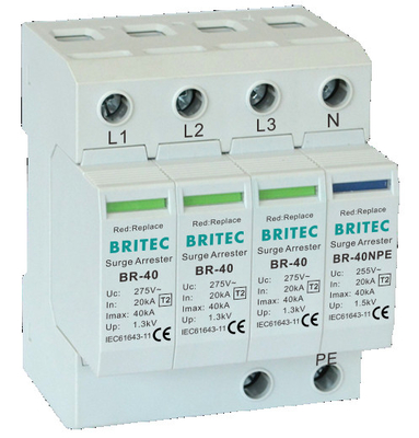 BR-40 2P 150V-440V Устройство защиты от перенапряжения 20kA-200kA Spd Задержка перенапряжения молнии