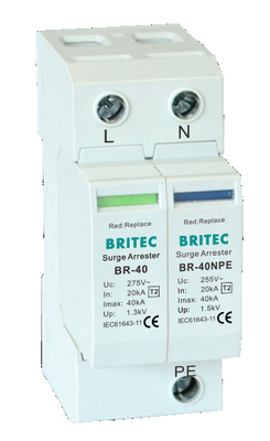 Arrester предохранения от молнии Spd прибора защиты от перенапряжения BRITEC BR-40 4P трехфазный