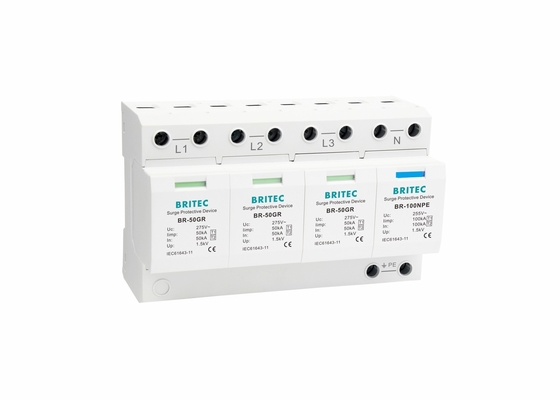 50kA Низовое напряжение UL94-V0 3P+NPE Задержка перенапряжения