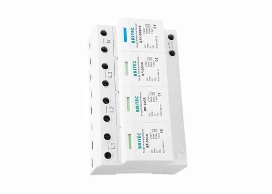 50kA Низовое напряжение UL94-V0 3P+NPE Задержка перенапряжения