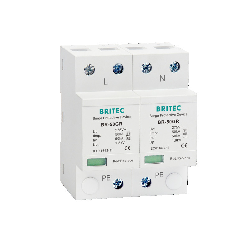 T1 spd Arrester предохранения от молнии защитного приспособления пульсации Spd типа 1 Ac 2P BRITEC BR-50GR 275