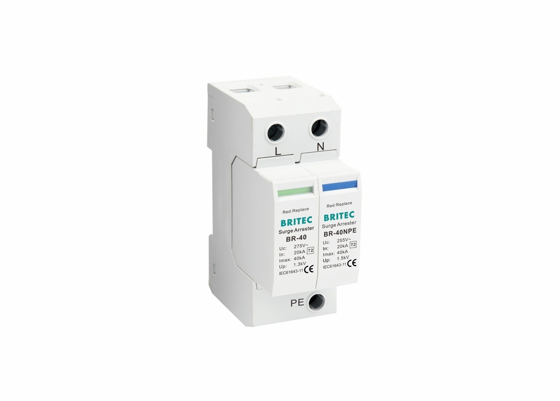 TVSS 150V/275V/320V/385V/440V 40KA Din Rail Power Protection Lightning Surge Arrester однофазный