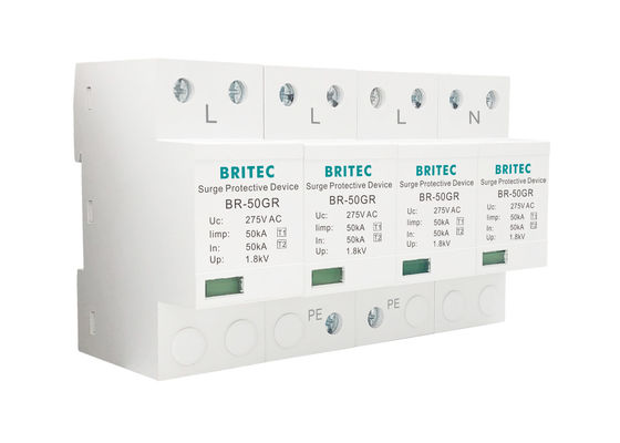 Термопластичный SPD Устройство защиты от перенапряжения IP20 4-полюсный разрядник для защиты от перенапряжений