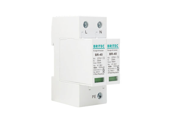 Защита от перенапряжения рельса ДИН класса ИИ Имакс 40кА 2П 20-40кА Аррестер молнии над напряжением тока СПД