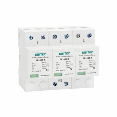 10/350μs Тип 1 Задержка перенапряжения 50KA Устройство защиты от молнии Пластик