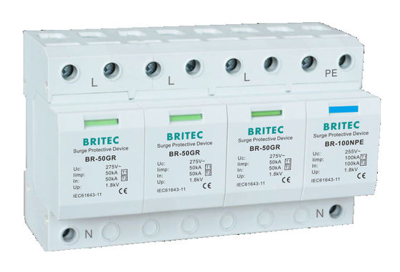 BR-50GR 1P 50kA Тип 1 Устройство защиты от перенапряжения AC Din Rail Разрядник перенапряжения SPD