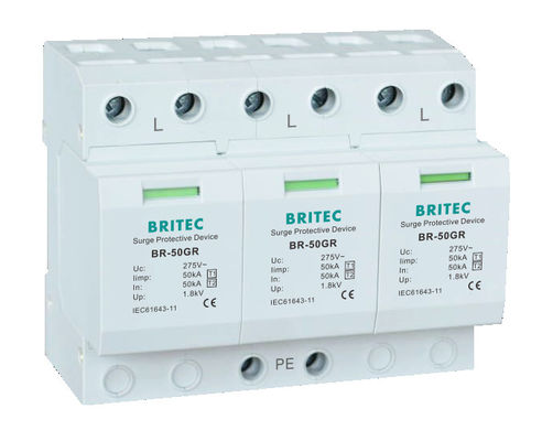 BR-50GR 1P 50kA Тип 1 Устройство защиты от перенапряжения AC Din Rail Разрядник перенапряжения SPD