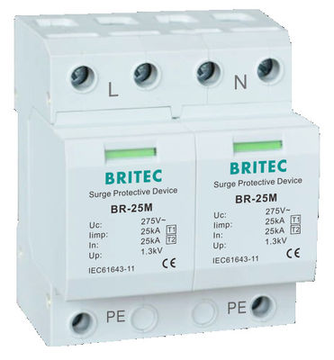 BR-25M 3P+1NPE 25kA T1+T2 варисторный захватник B+C Низкое напряжение 3 фазы AC Spd защитник от молнии