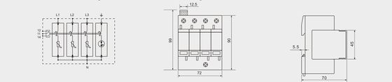 BR-40 3+1 440 Тип 2 Защита от перенапряжения ди-рельсовая защита от перенапряжения ди-рельсовый молниезадерживатель молниезадерживатель 40kA spd