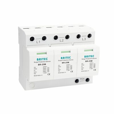 275V защитник от приливов молнии с 25KA Iimp и DIN Rail Mount для 3-фазной защиты от электричества