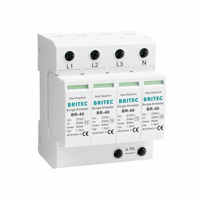 BRITEC BR-40 4P Устройство защиты от перенапряжения типа 2 40kA 320V Сплавный SPD молниезащитник