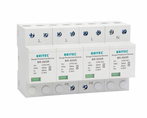 BR-50GR 4P AC 385V Surge Protection Device with 50KA Lightning Protection and 4P Configuration