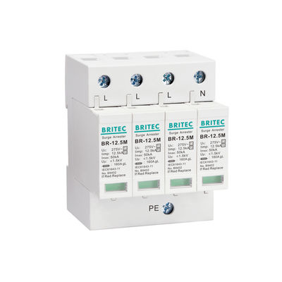 BRITEC BR-12.5M 3P Тип 1 12.5kA 3-фазное устройство защиты от перенапряжений SPD Молниезащита 12.5ka промышленная защита от перенапряжений и молний