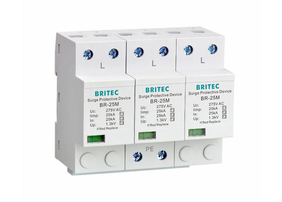 275V защитник от приливов молнии с 25KA Iimp и DIN Rail Mount для 3-фазной защиты от электричества