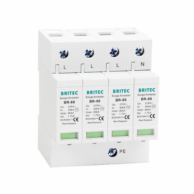 Устройство защиты от перенапряжений BR-80 4P типа 2 SPD 80KA 4P Защита от перенапряжений для защиты от молнии