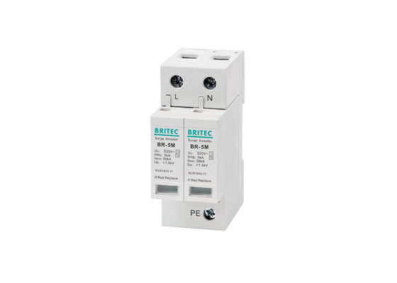 BR-5M 320V 2P однофазный SPD с 5kA Тип 1 + Тип 2 Устройство защиты от перенапряжения